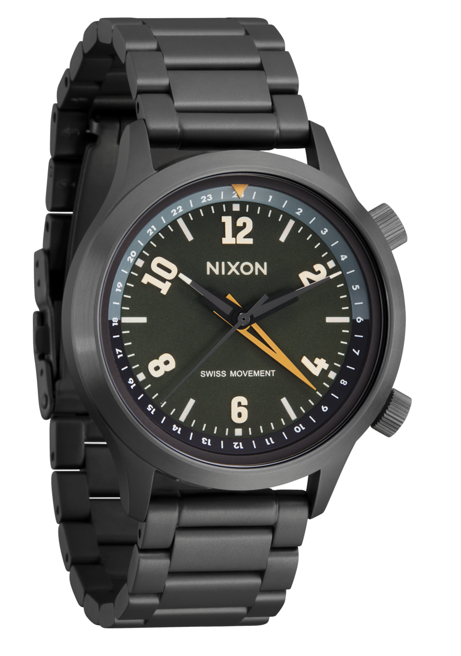 Drifter 40 Watch | Gunmetal / Kobu Green | Swiss Movement 40mm GMT Drifter 40 Watch | Gunmetal / Kobu Green | Swiss Movement 40mm GMT