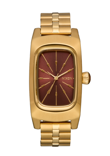 Frankie Watch | Mid Century / Gold / Cognac | Rectangle Stainless