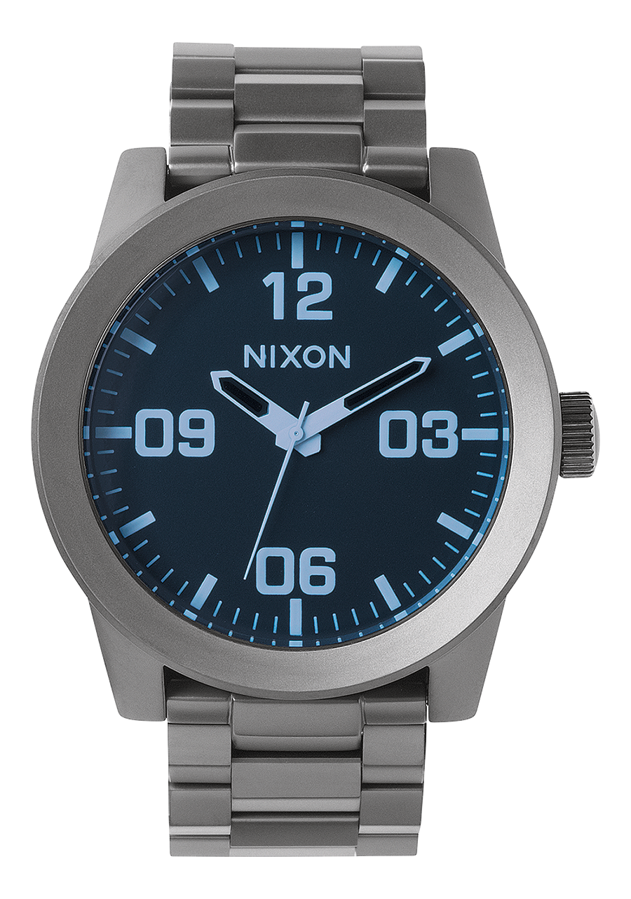 Corporal Stainless Steel - Gunmetal / Blue Crystal View 1