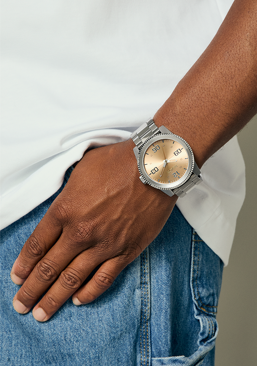 Corporal Stainless Steel Watch | Silver / Coral | Men's Stainless Corporal Stainless Steel Watch | Silver / Coral | Men's Stainless