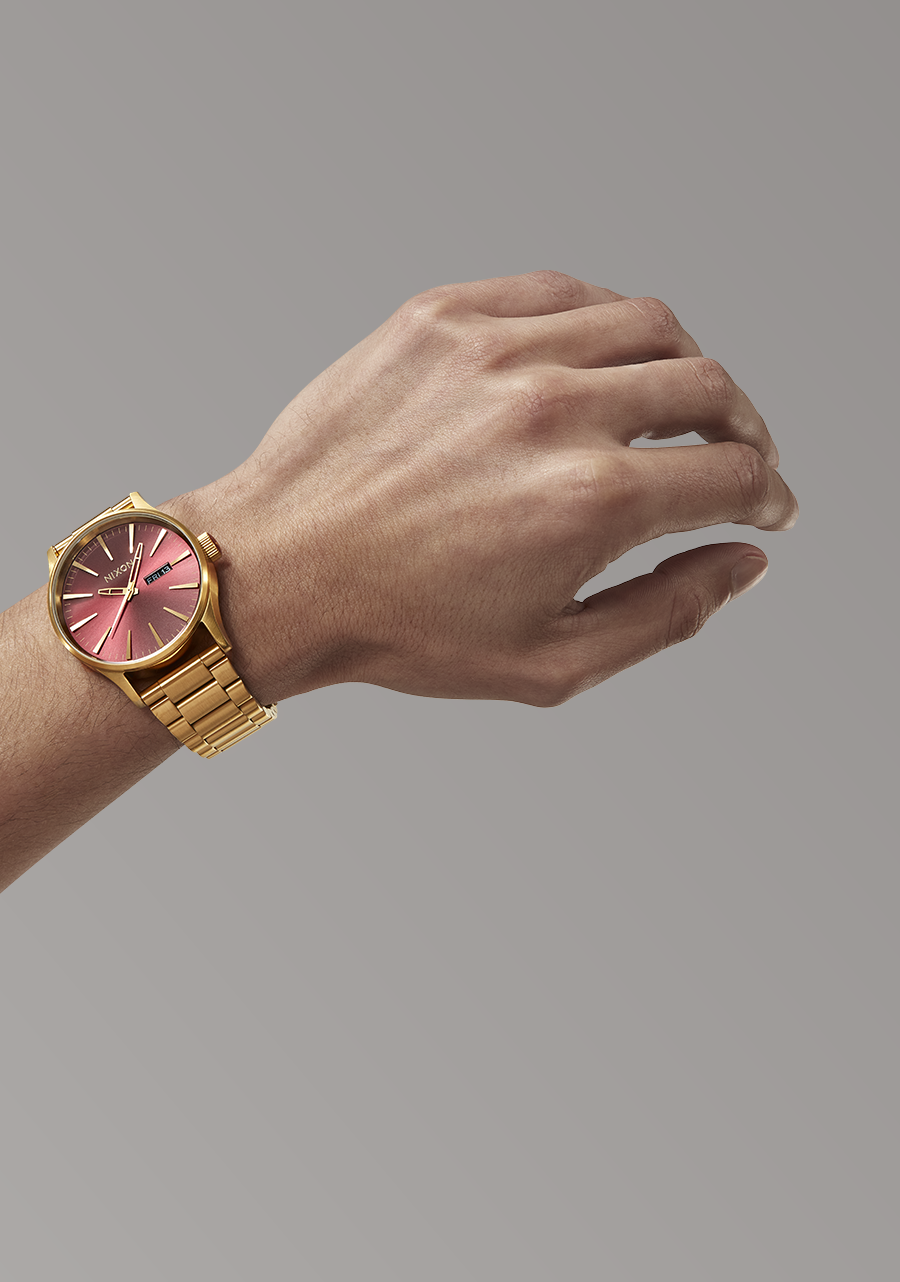 Sentry Stainless Steel Watch | Oxblood Sunray / Gold | Men's Sentry Stainless Steel Watch | Oxblood Sunray / Gold | Men's