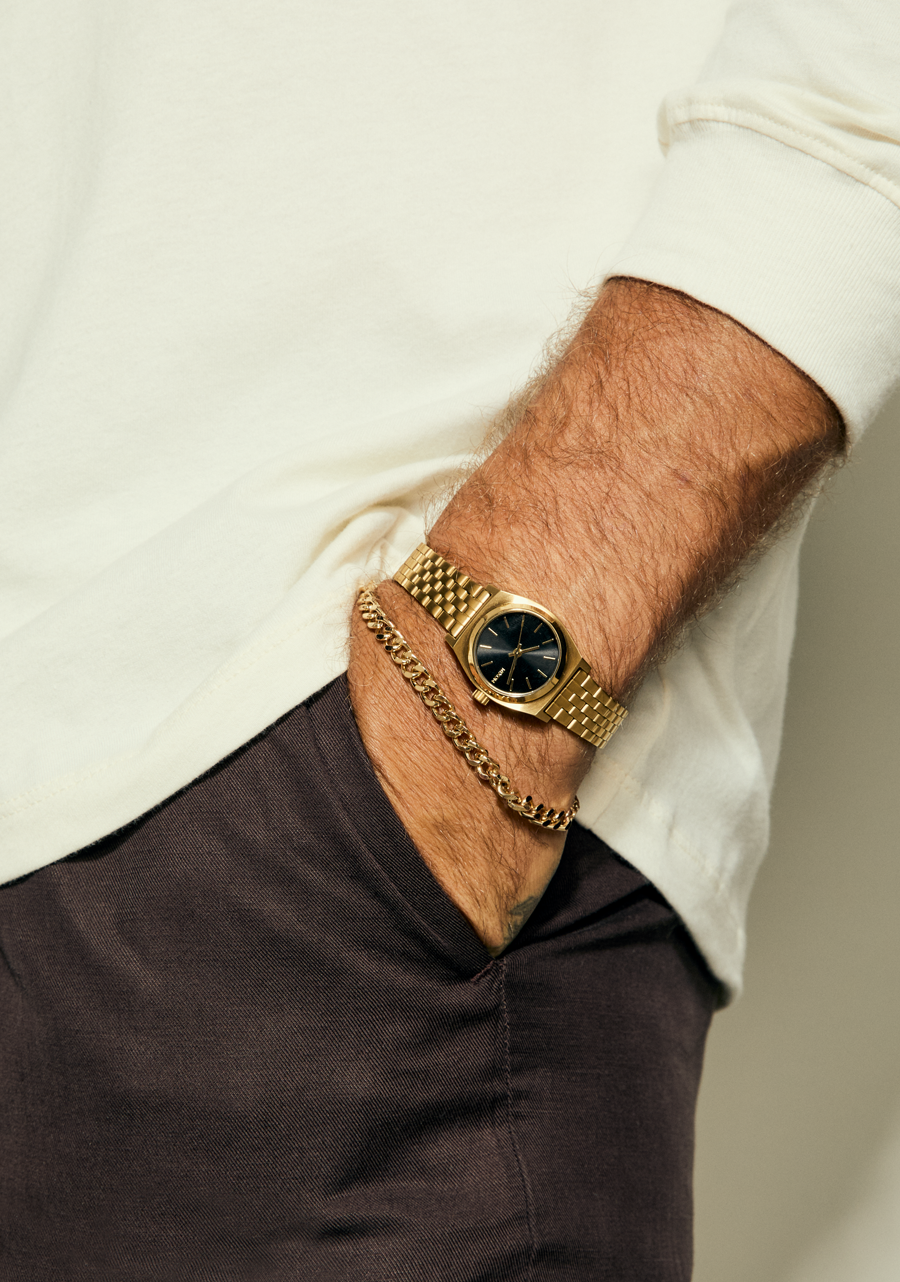 Small Time Teller Watch Gold Black Gold Women's Stainless