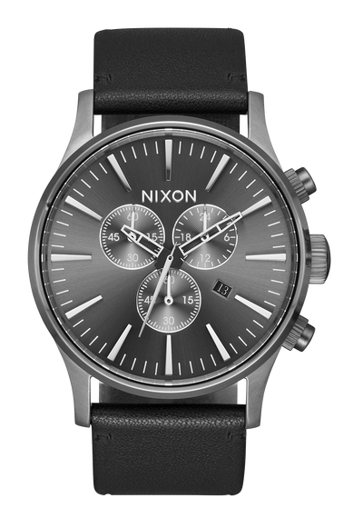 Sentry Chrono Leather - All Gunmetal / Black