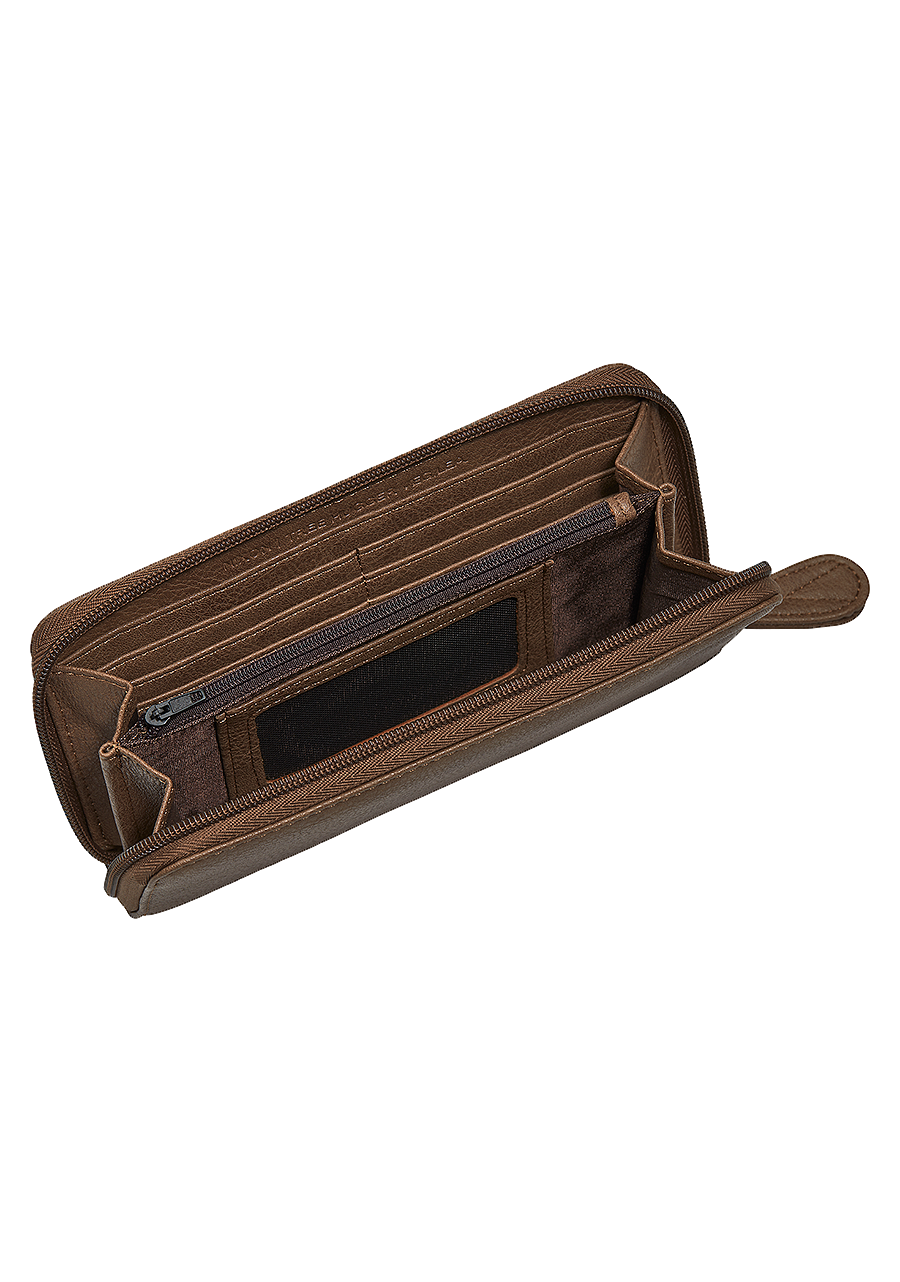 Tree Hugger Veg.Leather Large Wallet - Brown Wash View 2