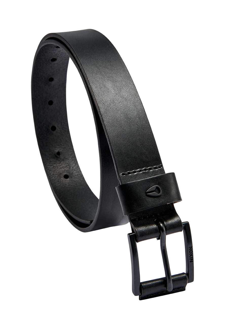 Leather belt in gray with V buckle 32 mm