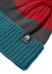 Schrader Pom Beanie - Dark Cedar / Red View 2