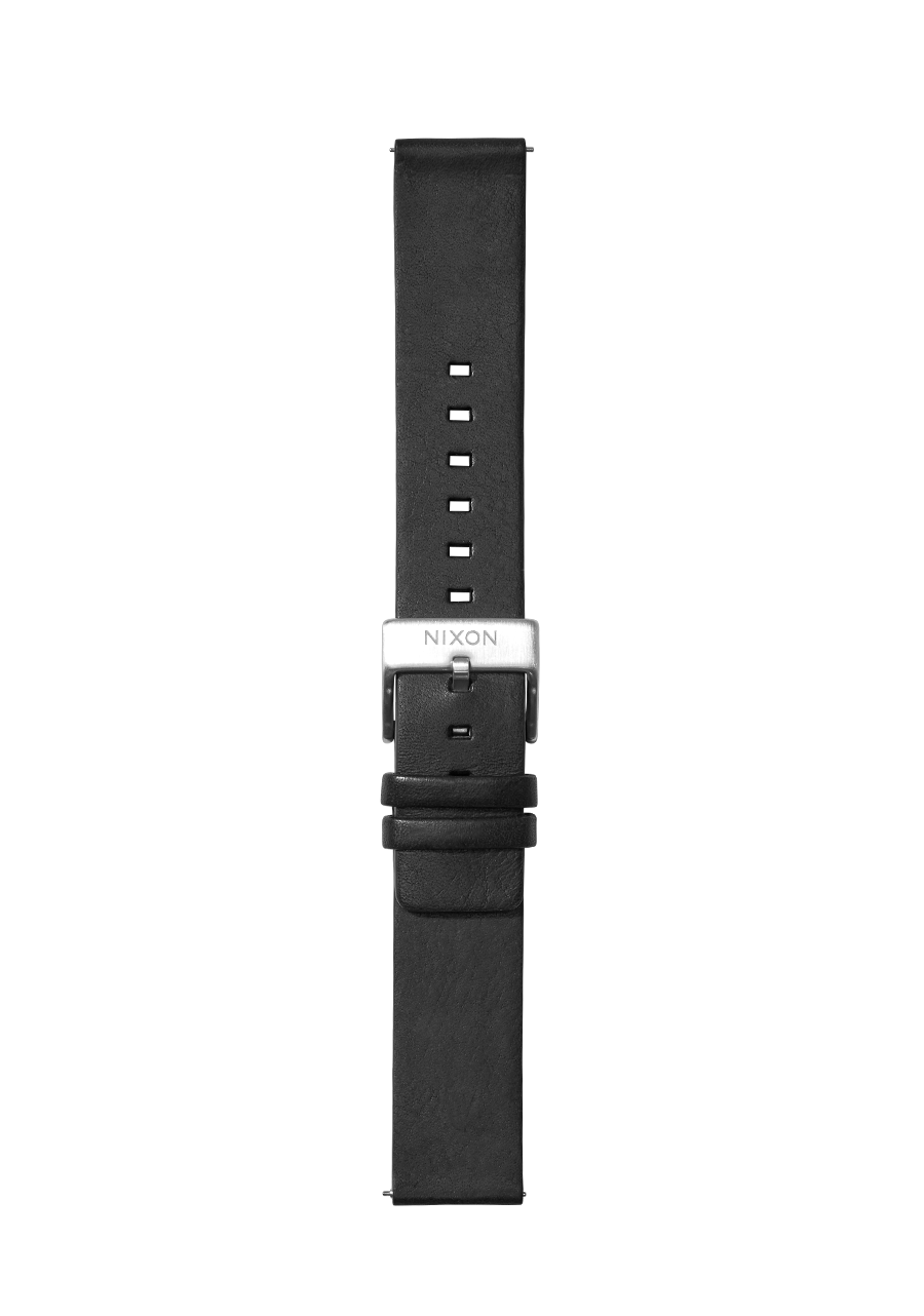 20mm Vegetable Tanned Leather Watch Band Black Replacement