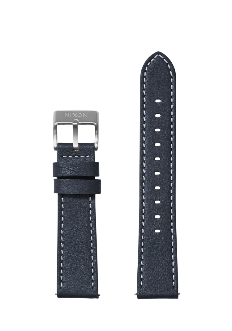 20mm Stitched Leather Band - Navy