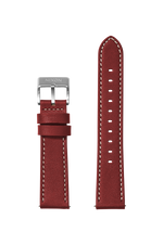 20mm Stitched Leather Band - Cranberry