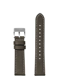 23mm Stitched Leather Watch Band Dark Olive Replacement Watch