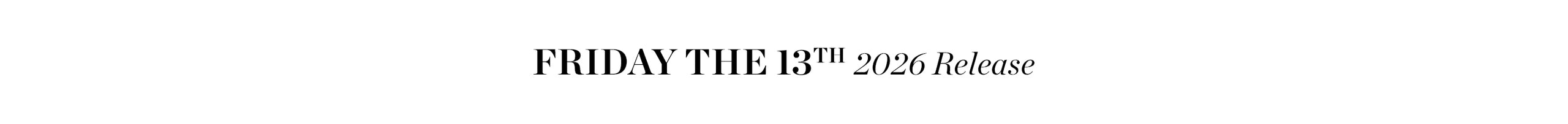 Promotional text for 'Friday the 13th' 2026 release on a white background