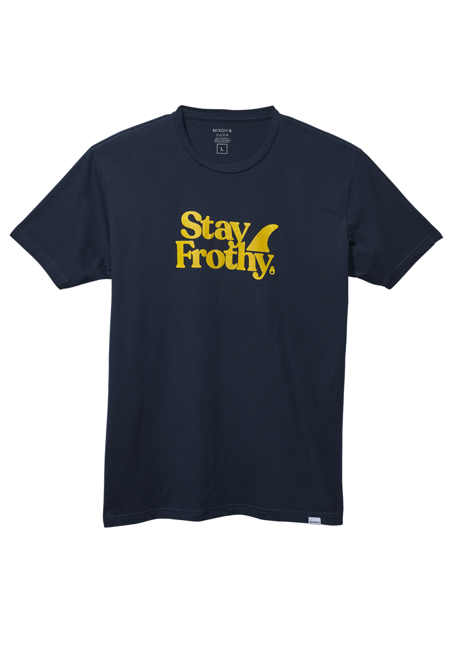 Stay Frothy Repreve® T-Shirt - Navy / Yellow View 1
