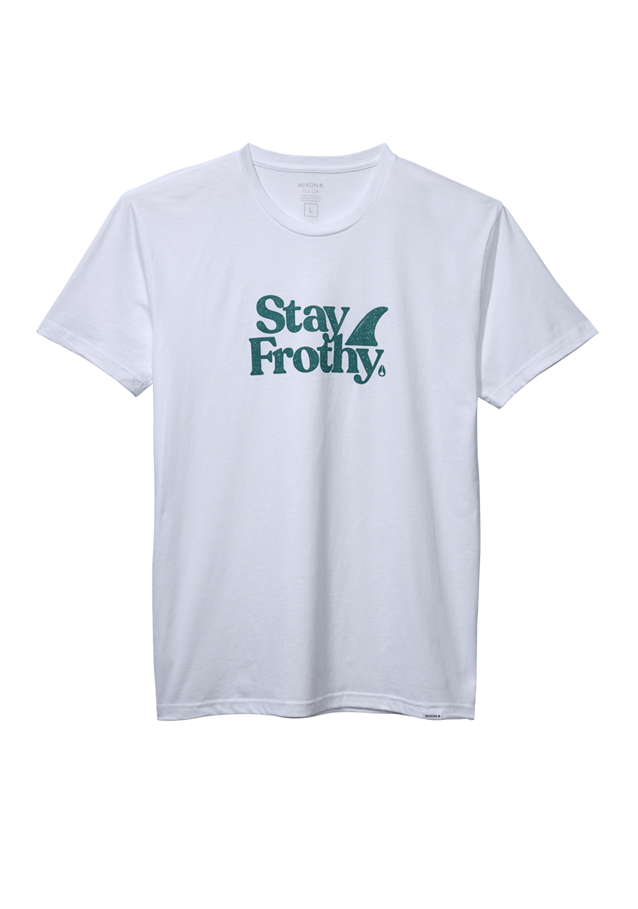 Stay Frothy Repreve® T-Shirt - White / Sage View 1